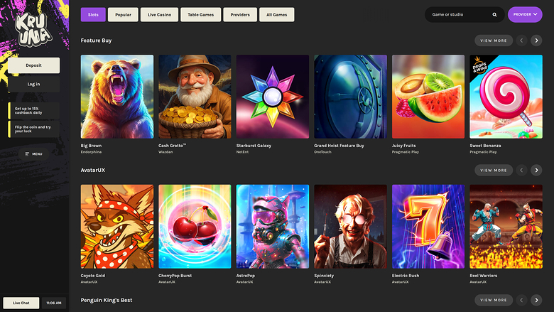Kruuna Casino — Games lobby