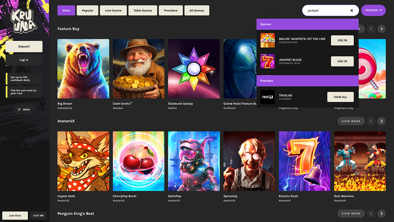 Kruuna Casino — Jackpot games