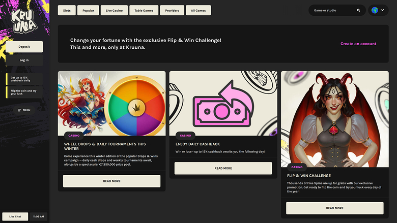 Kruuna Casino — Promotions page