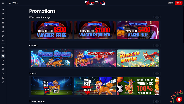 Kryptosino Casino — Promotions page