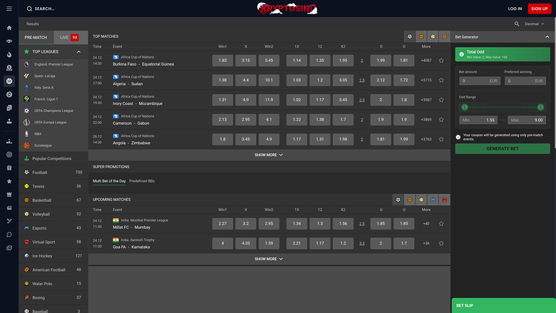 Kryptosino Casino — Sportsbook