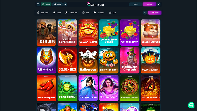 KukiMuki Casino — Games lobby
