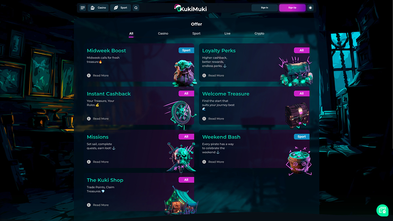 KukiMuki Casino — Promotions page