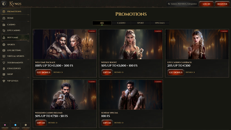 Kyngs Casino — Promotions page