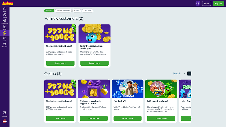 Laimz — Promotions page