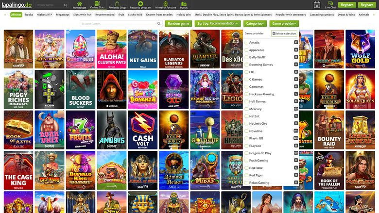 Lapalingo Casino — Games by studio