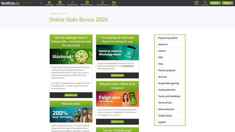 Lapalingo Casino — Promotions page