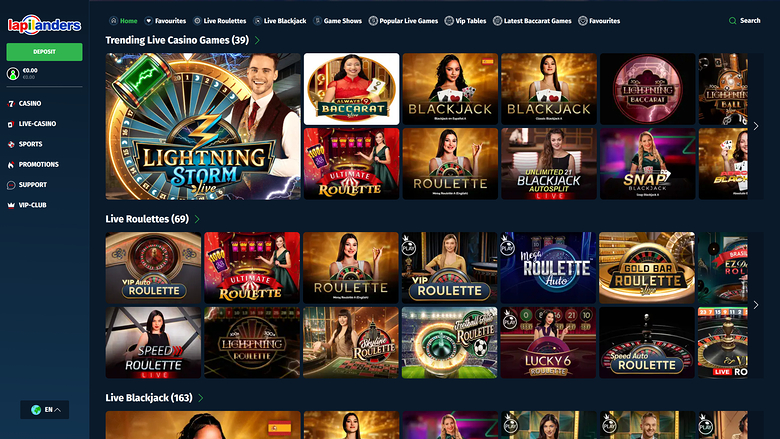 Lapilanders Casino — Live dealer lobby