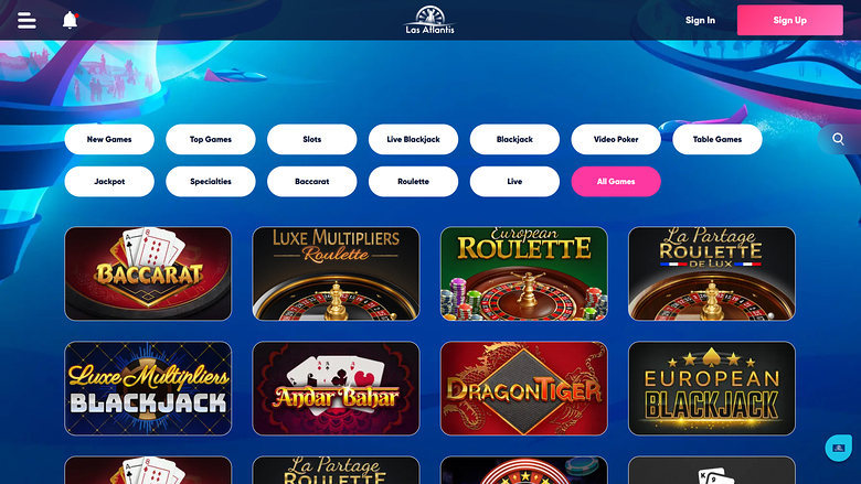 Las Atlantis Casino — Games lobby