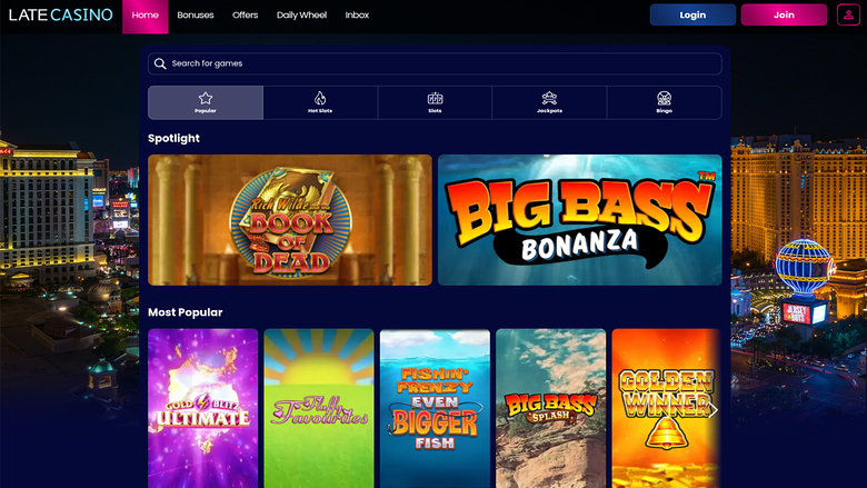 Late Casino — Games lobby