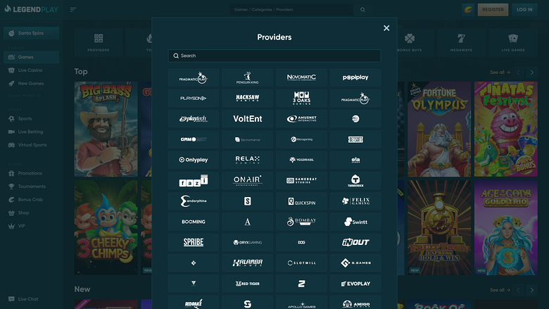 Legend Play Casino — Games by studio