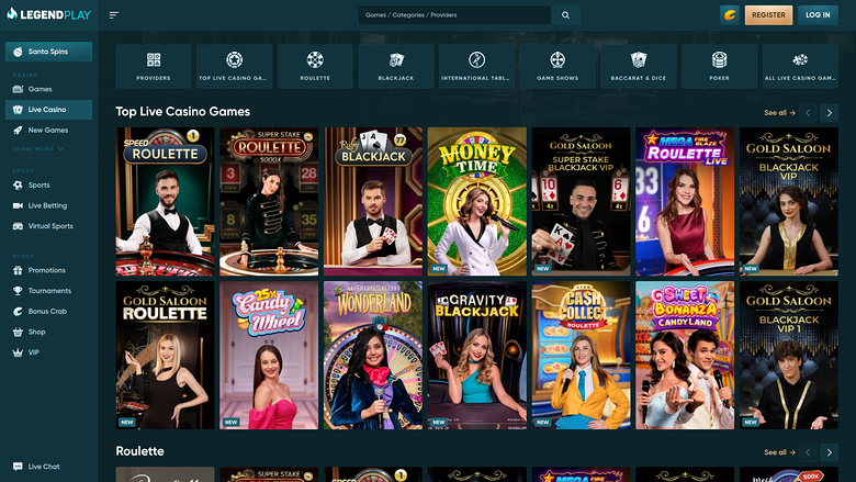 Legend Play Casino — Live dealer lobby