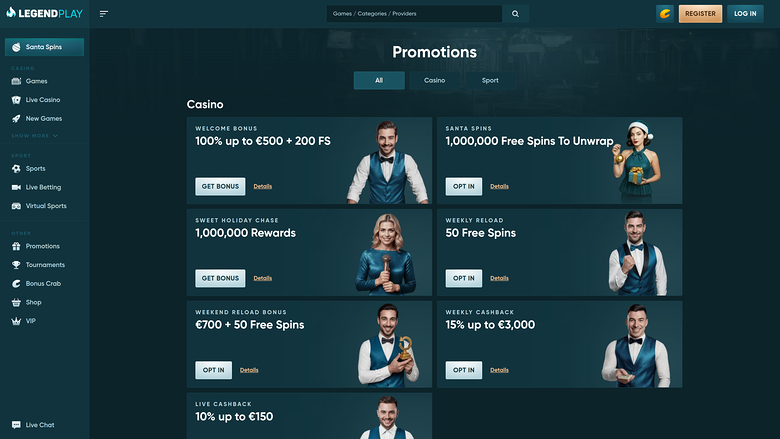 Legend Play Casino — Promotions page