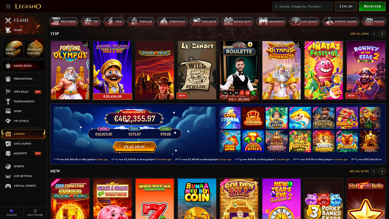 Legiano Casino — Games lobby