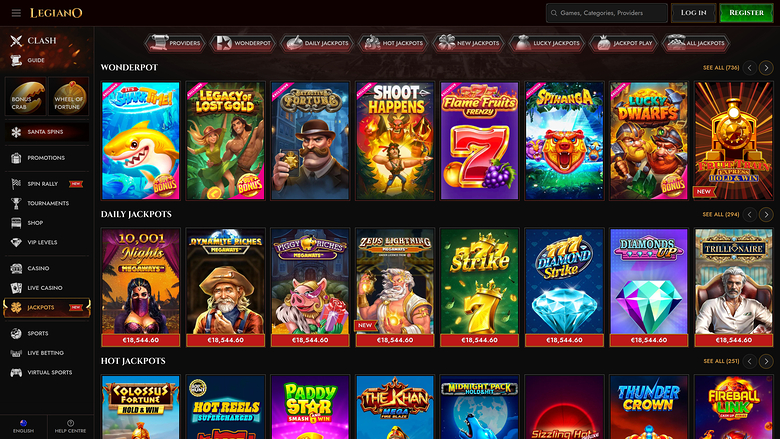 Legiano Casino — Jackpot games