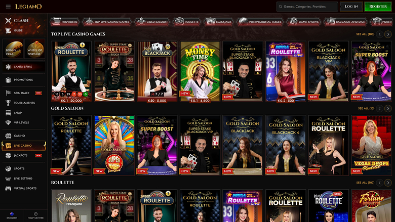 Legiano Casino — Live dealer lobby