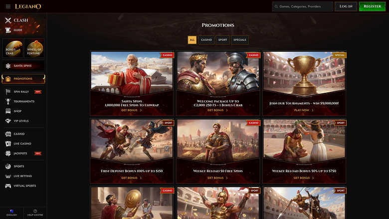 Legiano Casino — Promotions page