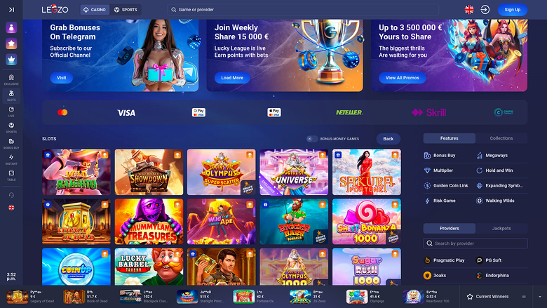 Legzo Casino — Games lobby