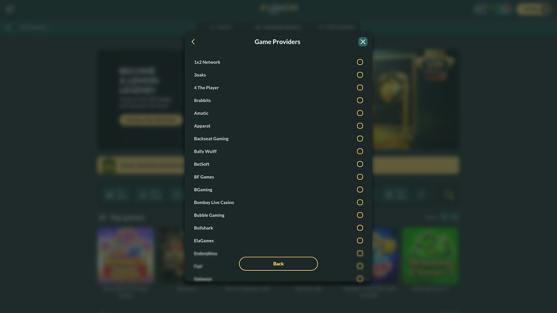 Lemon Casino — Games by studio