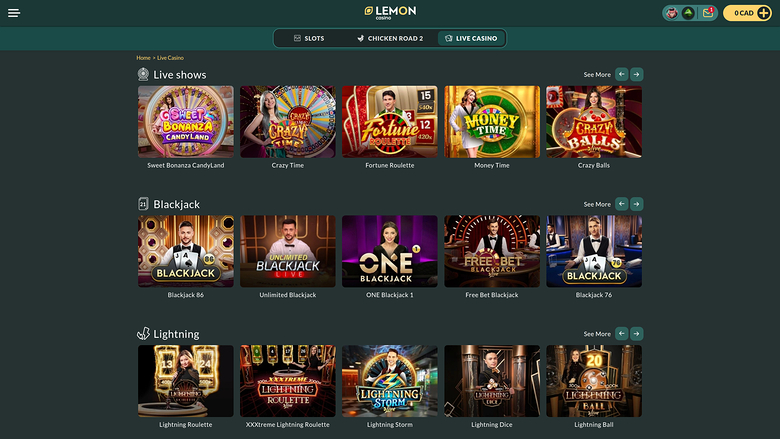 Lemon Casino — Live dealer lobby