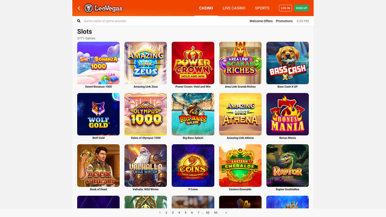 LeoVegas Casino — Games lobby