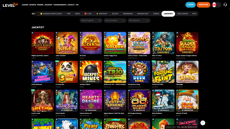 LevelUp Casino — Jackpot games