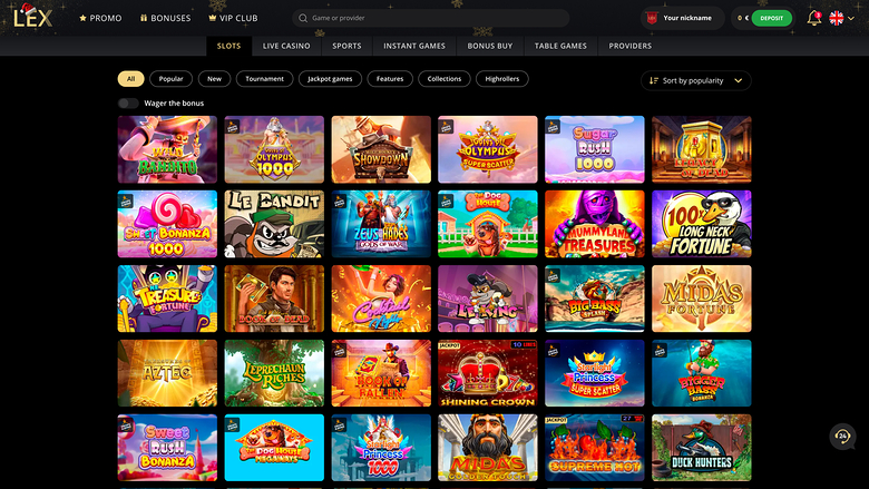 Lex Casino — Games lobby