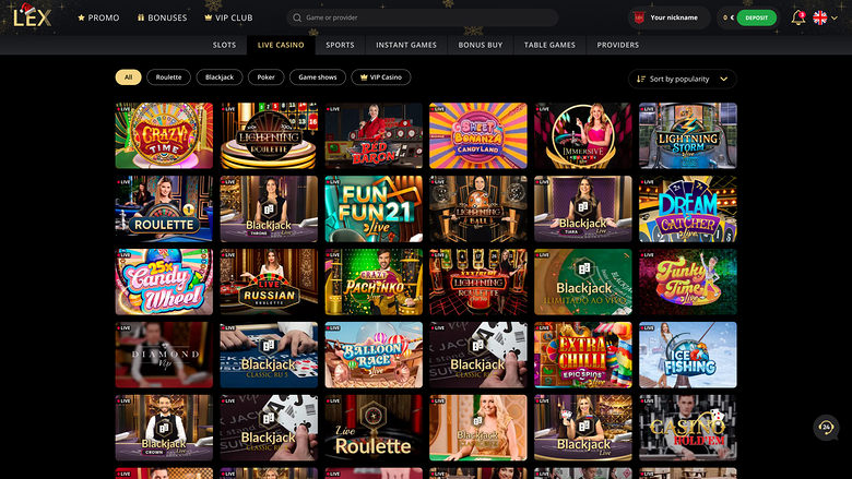 Lex Casino — Live dealer lobby