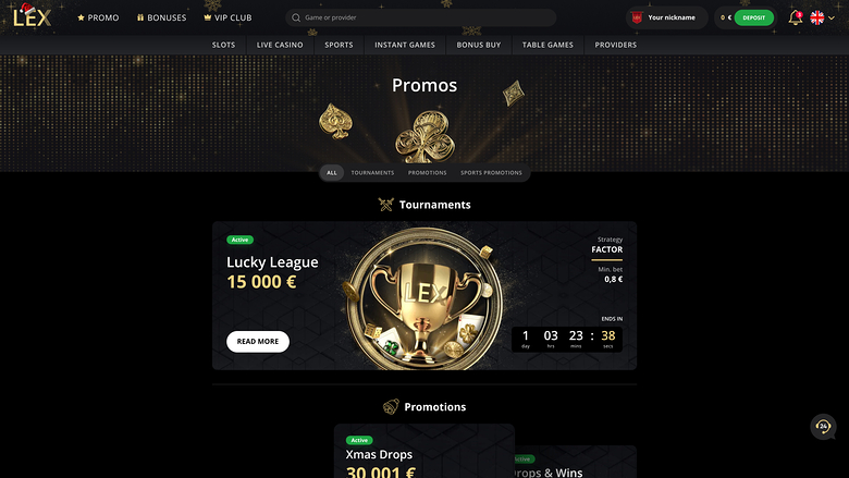 Lex Casino — Promotions page