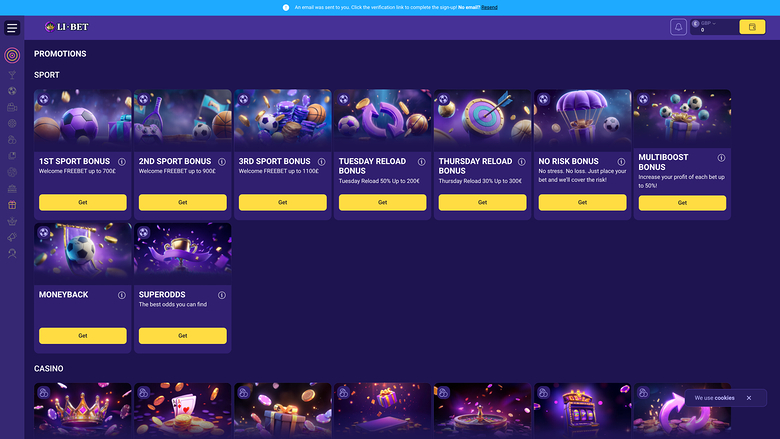 Li Bet Casino — Promotions page