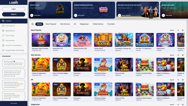 LiliBet Casino — Games lobby