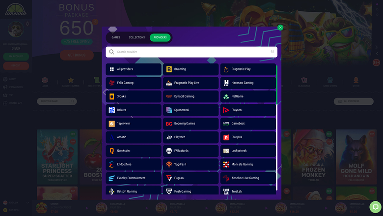 Limewin Casino — Games by studio