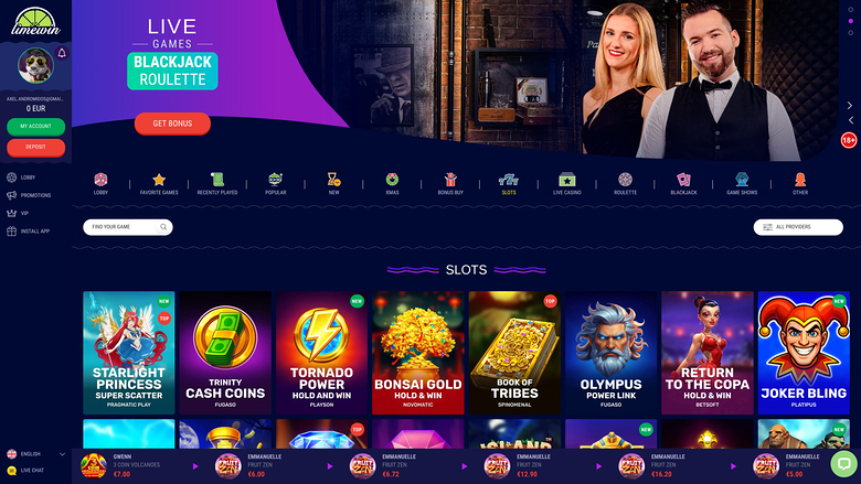 Limewin Casino — Games lobby