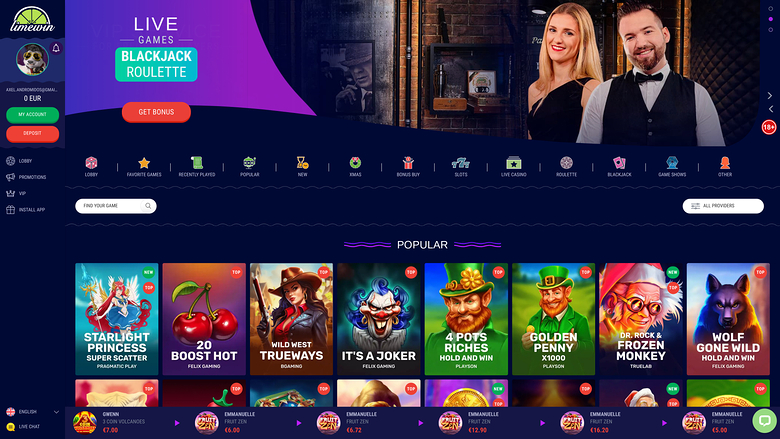 Limewin Casino — Homepage