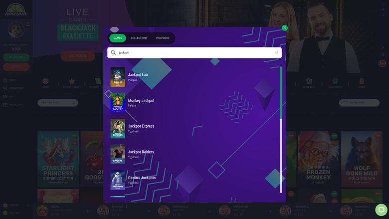 Limewin Casino — Jackpot games