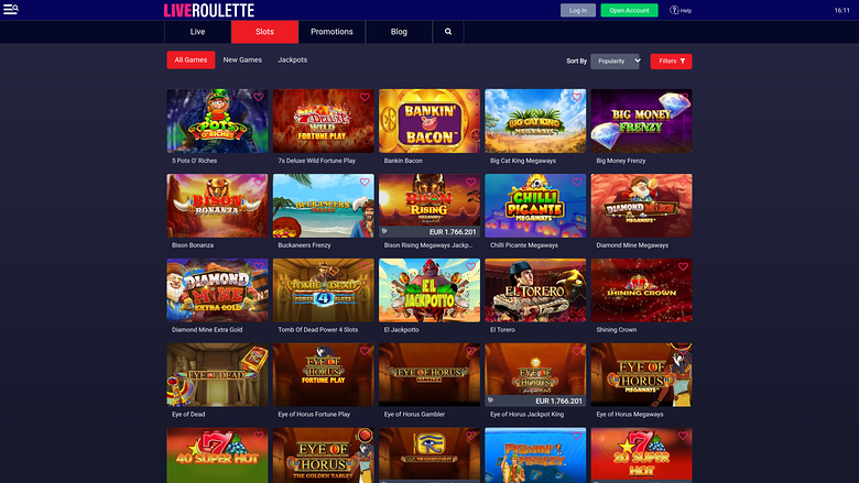 Live Roulette Casino — Games lobby