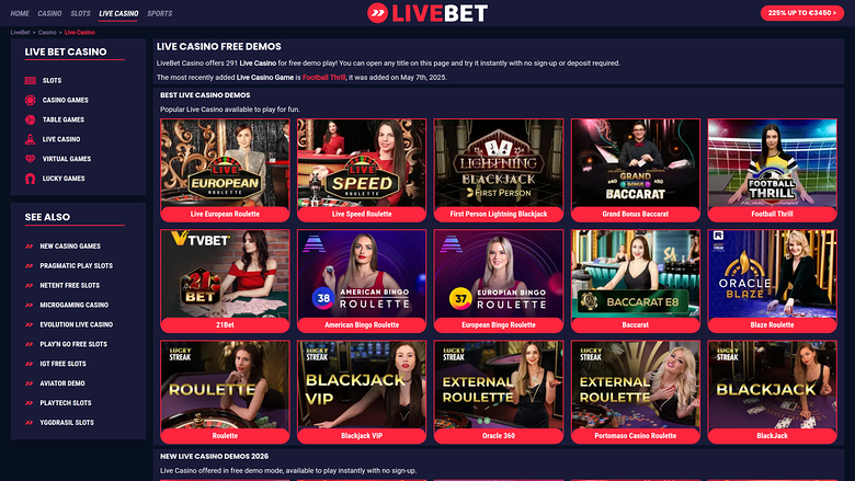 LiveBet Casino — Live dealer lobby