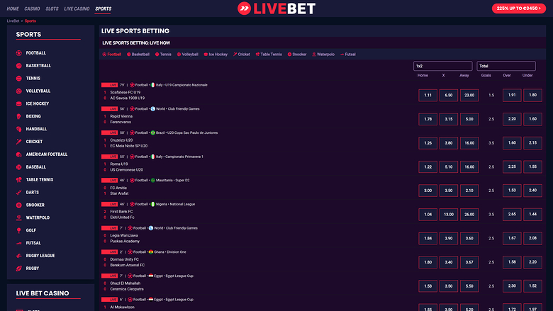 LiveBet Casino — Sportsbook