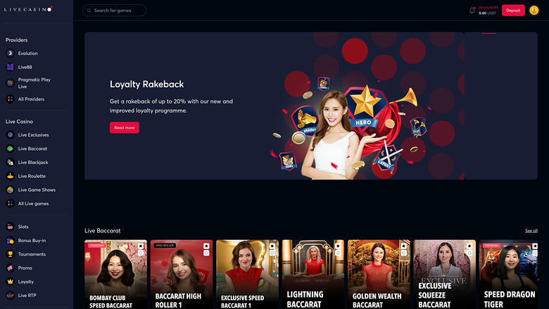 LiveCasino — Homepage
