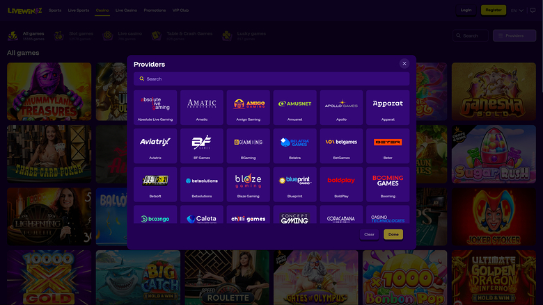 LiveWinz Casino — Developers