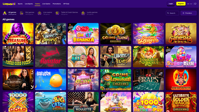 LiveWinz Casino — Games lobby