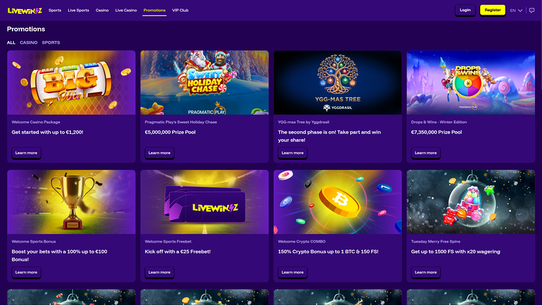 LiveWinz Casino — Promotions page