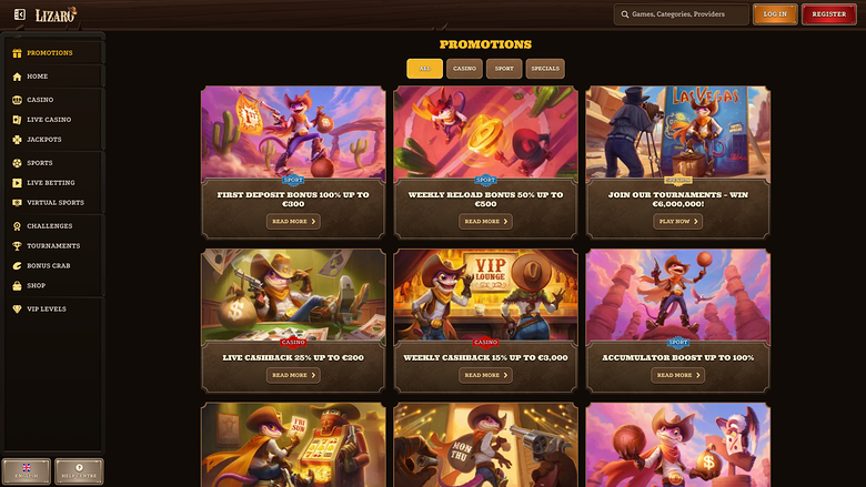 Lizaro Casino — Promotions page