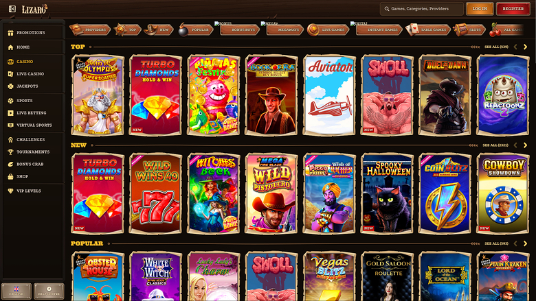 Lizaro Casino — Games lobby