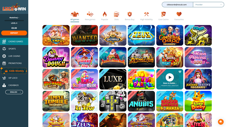 Locowin Casino — Games lobby