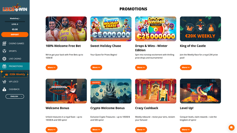 Locowin Casino — Promotions page