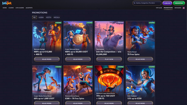 LolaJack Casino — Promotions page