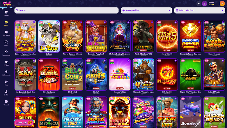 Lolly Spins Casino — Games lobby