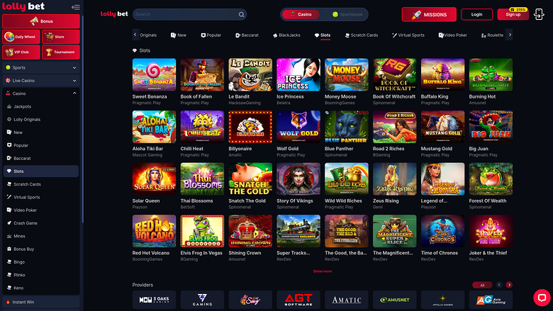 LollyBet Casino — Games lobby