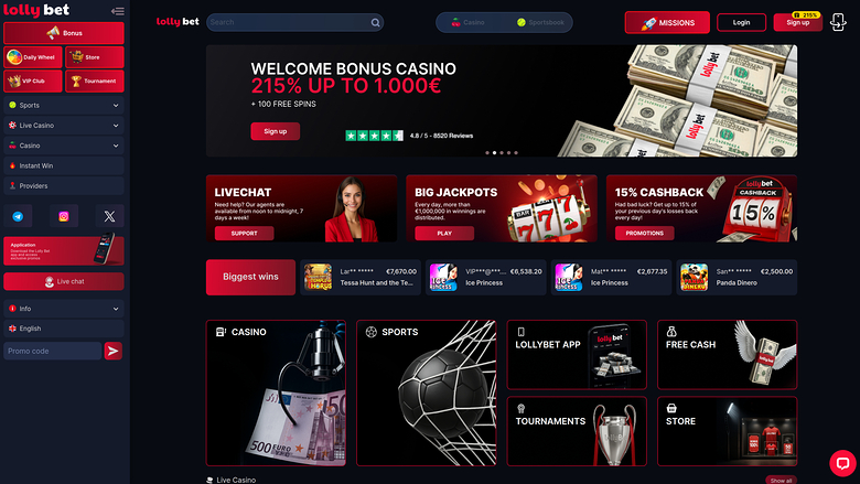 LollyBet Casino — Homepage